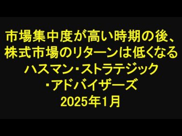 市場集中度が高い時期の後、株式市場のリターンは低くなる 過度に大型株に偏った市場のスリム化 ハスマン・ストラテジック・アドバイザーズ 2025年1月