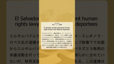 【2025/05/20 海外ニュース速報】エルサルバドルは、退職者を擁護する著名な人権弁護士を逮捕します