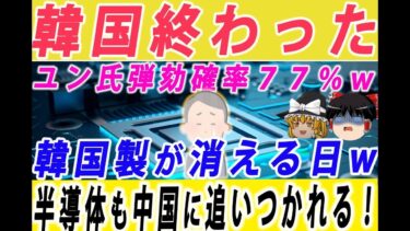【韓国経済］絶望の韓国！中国に半導体も追いつかれた韓国に超絶最悪の未来が訪れるw世界が韓国製NO！ユン氏の弾劾確率は77％w