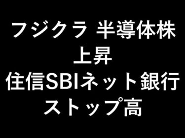 フジクラ、半導体上昇、住信SBIがS高、Nvidia決算内容