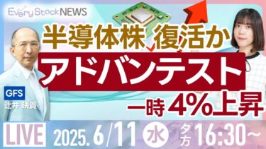 【ライブ】米SOX上昇 アドテスト半導体株全面高/株式投資/最新情報/日経平均株価続伸/インフロニア/サトウ食品/ ビットコイン｜6月11日(水)〈Every