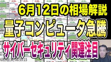 6月12日（木）米消費者物価指数CPI、量子コンピュータ関連急騰！損保ジャパン大規模情報漏洩！