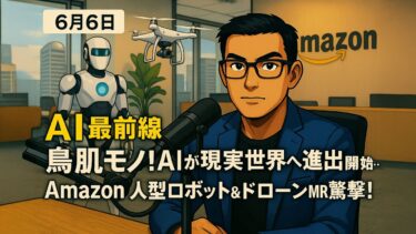 【AI最前線】鳥肌モノ！AIが現実世界へ進出開始…Amazon人型ロボット＆ドローンMR訓練の衝撃！【2025/6/6テックニュース】