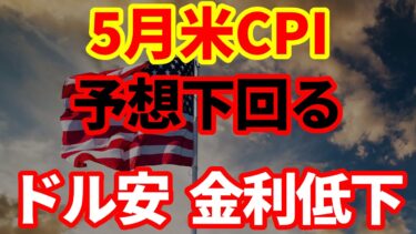 【米国経済】消費者物価指数予想下回る+2.4％！ドル安、金利低下、株価高！