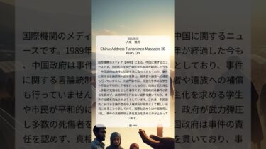 【HRW】 天安門事件から36年、中国は今こそ向き合うべき。 ｜2025/06/04｜人権・難民
