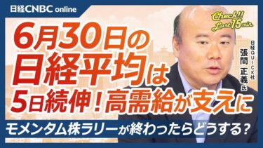 【6月30日(月)東京株式市場】日経平均株価は5日続伸／アメリカ利下げ期待引き続き／半導体関連などのモメンタム株ラリーの終焉は？／高配当利回りの日本株にシフトも／世界各国では既に64回の利下げ／空売り