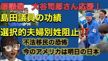 【恐怖！移民問題】都議選　＃大谷司郎　島田洋一議員が選択的夫婦別姓阻止？