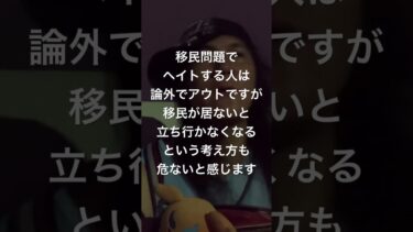 移民問題でヘイトする人は論外でアウトですが移民が居ないと立ち行かなくなるという考え方も危ないと感じます