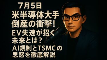 【7月5日】米半導体大手倒産の衝撃！EV失速が招く未来とは？AI規制とTSMCの思惑を徹底解説