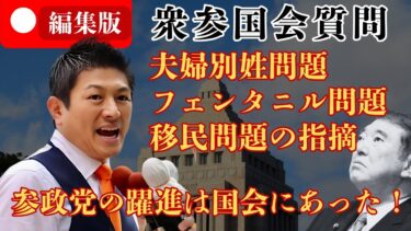【緊急!!参政党国会質疑】神谷宗幣・吉川りな 移民問題 夫婦別姓問題 フェンタニル問題 参政党躍進の裏に国会質問で与党を指摘 参議院選挙・衆議院