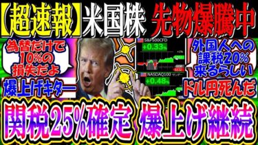 【超速報】米国株、先物爆騰中！『関税25%確定、半導体爆上げ継続』