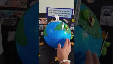 Maqueta giratoria sobre el calentamiento global.