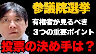 【参院選】投票の決め手は？減税・移民・政策実行力の3大争点
