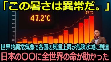 「この暑さは異常だ。」世界的異常気象で各国の気温上昇が危険水域に到達、日本の〇〇に全世界の命が助かった【海外の反応】