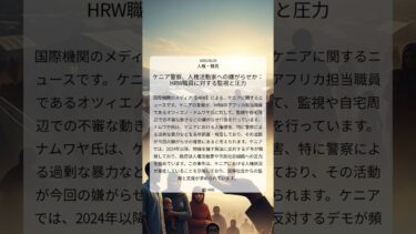 ケニア警察、人権活動家への嫌がらせか：HRW職員に対する監視と圧力｜HRW｜2025/08/29｜人権・難民