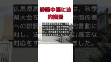 広島県高校野球連盟、選手への誹謗中傷に法的措置を検討！ #反応集 #Shorts #広島県高校野球連盟 #秋季県大会 #誹謗中傷 #法的措置 #人権