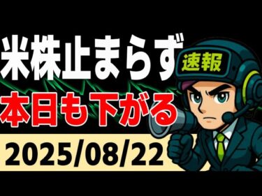 【世界株価/日経/S&P500/NASDAQ/ダウ/欧州株】米株急落止まらず【2025/8/20】
