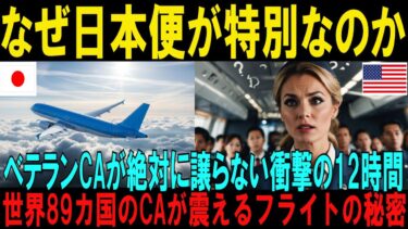 【海外の反応】「なぜ日本便が特別なのか」ベテランCAが絶対に譲らない衝撃の12時間、世界89カ国のCAが震える日本便の驚愕の秘密【日本称賛】