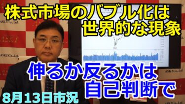 2025年8月13日【株式市場のバブル化は世界的な現象　伸るか反るかは自己判断で】（市況放送【毎日配信】）