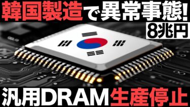【衝撃】韓国製造で異常事態！8兆円の巨大市場！韓国最大の半導体大手がとんでもない事態に…【生産終了】【汎用メモリ】【中国】【DDR4】