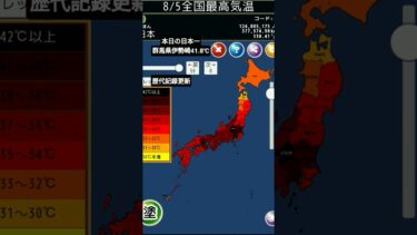 8月5日(火)全国最高気温#猛暑 #異常気象 #地球温暖化 #暑い