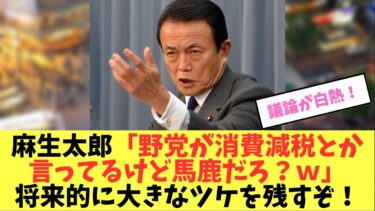 【衝撃】「インフレ時に消費減税しても意味ない！」【麻生太郎】