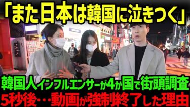 【海外の反応】「日本は韓国に一生勝てない！」4か国街頭インタビューに挑んだ韓国人インフルエンサーの衝撃の末路