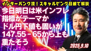 【為替】9/10 米インフレ指標がテーマか。本日ドル円は147.65円で売り方針。