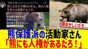 熊保護派の活動家「熊にも人権がある！駆除するの辞めろ！」