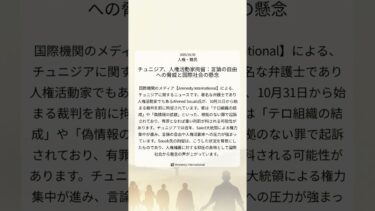 チュニジア、人権活動家拘留：言論の自由への脅威と国際社会の懸念｜Amnesty International｜2025/10/30｜人権・難民
