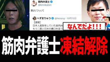 筋肉弁護士わずか1日で凍結解除!【北村弁護士、河合ゆうすけ、桜井ヤスノリ、ノーボーダー(NoBorder)、移民問題】