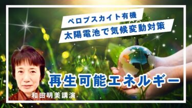 「再生エネ・ペロブスカイト有機太陽電池で気候変動対策　和田明美講演」