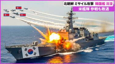 北朝鮮のミサイルで韓国軍艦沈没　米艦隊参戦も押し返される