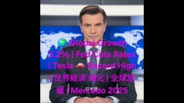 🌍 Global Growth 3.2% | Fed Cuts Rates | Tesla 🚗 Record High | 世界経済 鈍化 | 全球放缓 |