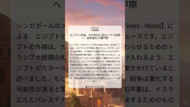 エジプト外相、ガザ和平に向けハマス説得へ：紛争激化の瀬戸際｜The Straits Times – World｜2025/10/03｜中東情勢