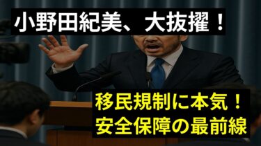 【緊急報告】小野田紀美議員が経済安全保障担当大臣に就任！移民政策見直しで日本を守る新たな挑戦！