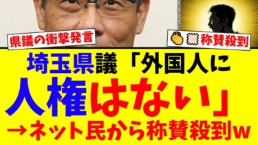 【炎上】埼玉県議「外国人に基本的人権はない」発言にネット民から「よく言った！」と称賛殺到。メディアの批判とは真逆の反応が起きる理由とは？【国民の反応】