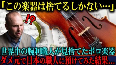 【海外の反応】「残念ですが捨てるしかないです…」世界の名職人が修理を諦めたヴァイオリンを最終手段で日本の老職人に預けた結果…【海外レビュー】【日本称賛】
