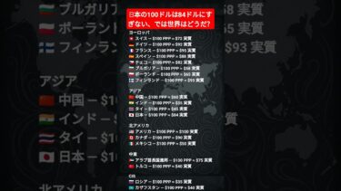 世界の100ドル価値比較！日本の100ドルは84ドル!? #購買力平価 #PPP指数 #経済格差