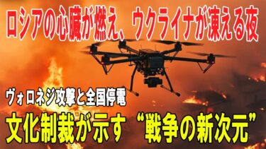 【戦争の裏側】ロシアの心臓が燃え、ウクライナが凍える夜 ― ヴォロネジ攻撃と全国停電、そして文化制裁が示す“戦争の新次元”