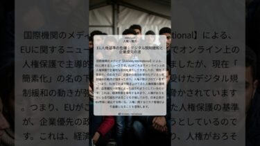 EU人権基準の危機：デジタル規制緩和と企業優先の波｜Amnesty International｜2025/11/20｜人権・難民