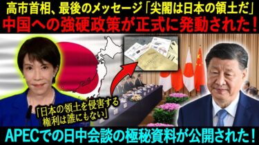 高市首相、最後のメッセージ「尖閣は日本の領土だ」中国への強硬政策が正式に発動された！APECでの日中会談の極秘資料が公開された！