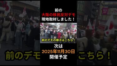 速報！　第2回　全国一斉　移民政策反対デモ　2025年11月30日に開催決定！　私は大阪のデモを現地取材します！　前の大阪のデモの様子　anti-immigrant demo Osaka Japan