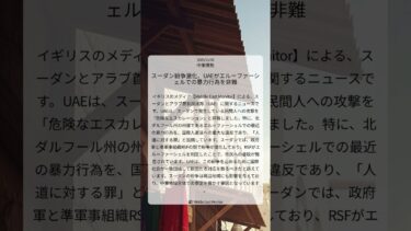 スーダン紛争激化、UAEがエル＝ファーシェルでの暴力行為を非難｜Middle East Monitor｜2025/11/06｜中東情勢