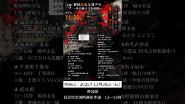 【11/7最新】第2回全国一斉移民政策反対デモ開催！2025年11月30日　#移民政策反対 #移民 #移民問題 #しばき隊 #あぶない日本