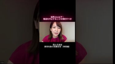 覚えよう！国土交通省「異常気象時の対応の目安」雪や視界不良、警報時の対応です．無理せず運行中止判断を！