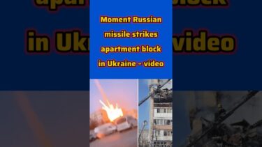 Moment Russian missile strikes apartment block in Ukraine – video