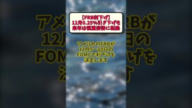 【FRB利下げ】12月0.25%引き下げも、来年は慎重姿勢に転換 #お金の話 #経済ニュース #金利