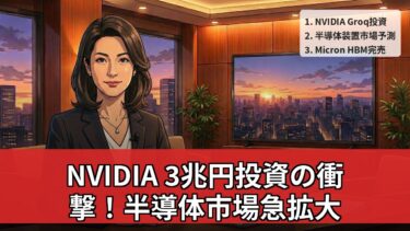 【12月26日】NVIDIA、Groqに3兆円投資！半導体装置市場2027年に過去最高156億ドルへ