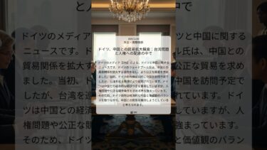 ドイツ、中国との貿易拡大模索：台湾問題と人権への配慮の中で｜DW｜2025/12/08｜外交・国際関係